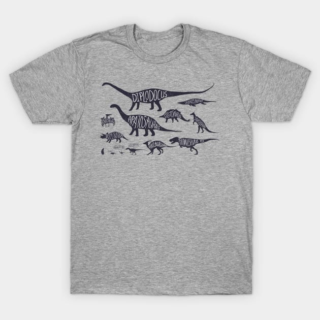 Assorted Illustrated Dinosaurs T-Shirt by bluerockproducts